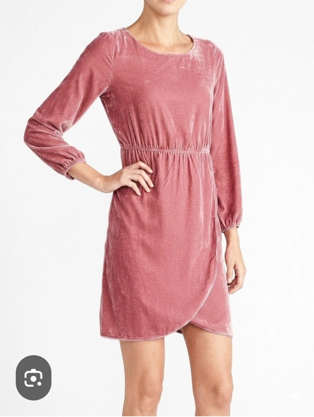 J.Crew Dusty Rose Pink Velvet Tulip Hem Long Sleeve Dress Size 6